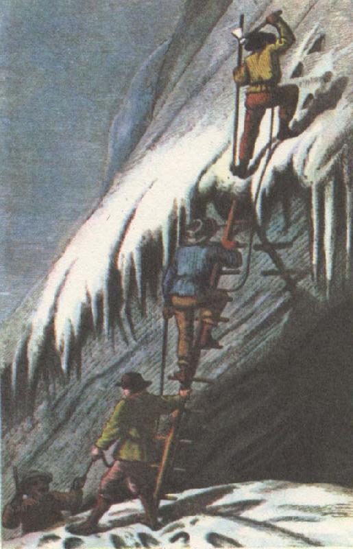 william r clark sadana har enkla stegar hade man vid bergs bestigning pa 1852 talet oil painting image